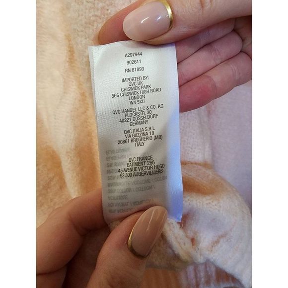 G.I.L.I Women's Pullover Sweater Turtleneck Keyhole Cable Knit Peach Size Large - Picture 5 of 6